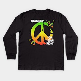 Reggae Peace Sign Stand Up Kids Long Sleeve T-Shirt